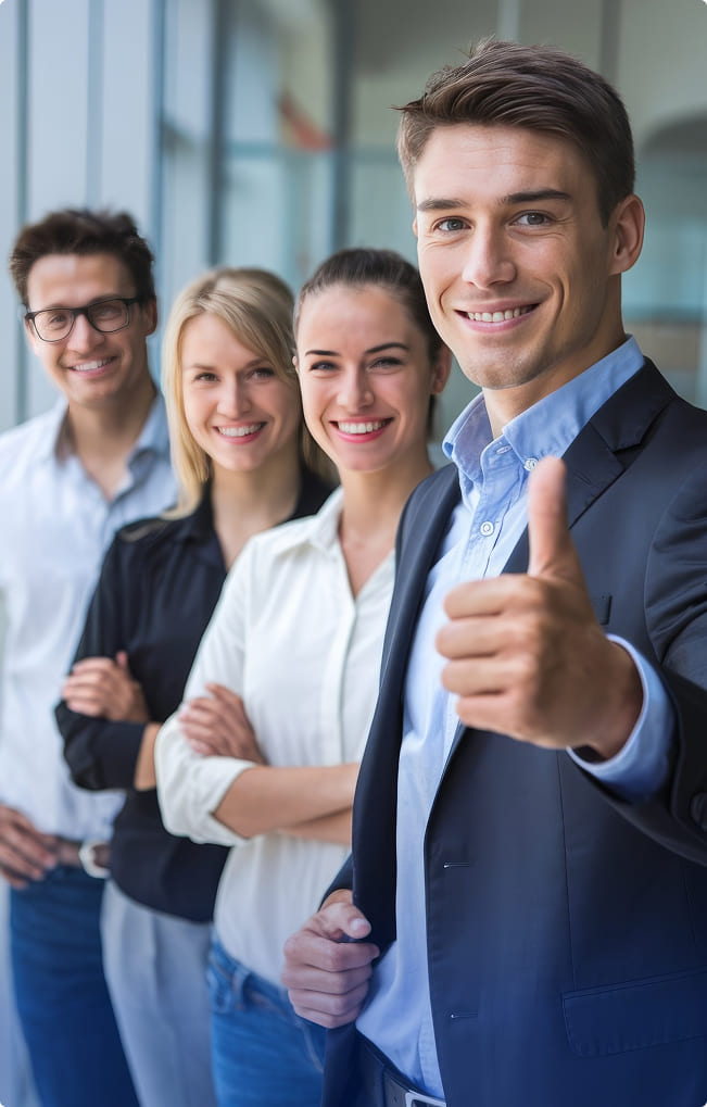 Professional team showing trust and success