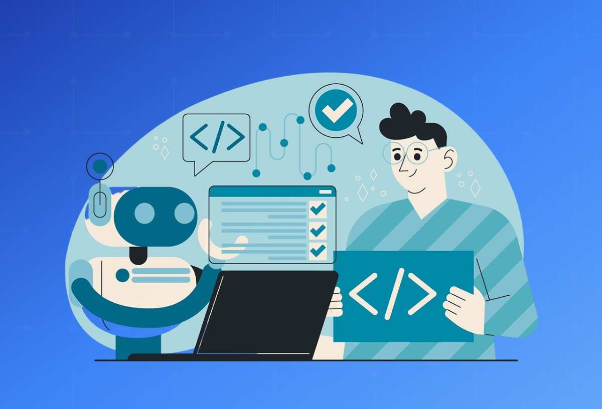 Infographic contrasting where generative AI speeds up QA (test cases, test data, script scaffolding, unit tests, edge-case ideas, defect triage) with where humans stay (what to test, expected result, test review, UX, security, quality sign-off). 