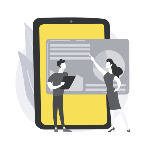 
A women explaining education app development company 